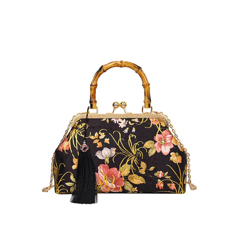 Designer Top Handbag Retro Clip Type Women Crossbody Bag Purse Luxury Cheongsam Bag Fashion Flowers Ladies Shoulder Bags Satchel