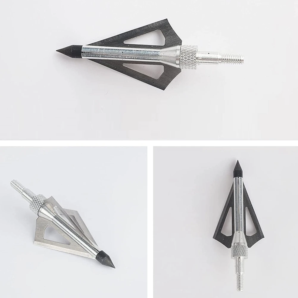 12 Pcs Metal Hunting Archery Broadheads 100 Grain 3 Blades Blades Arrowheads Compatible with Crossbow and Compound Bow