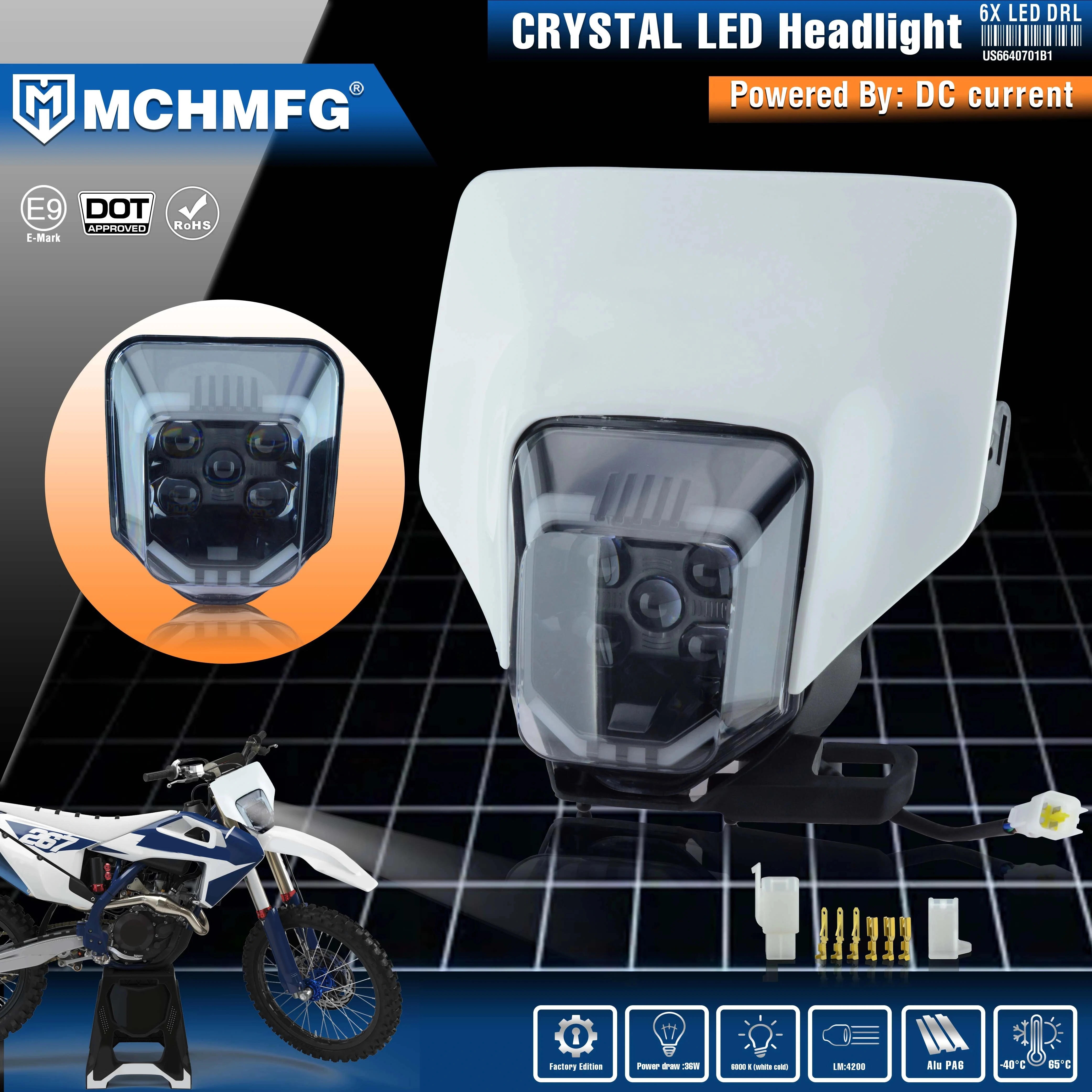 

MCHMFG Motorcycle crystal Headlight Headlamp For Husqvarna FC TC FE TE 2017-2022 Motorcycle Enduro Headlight