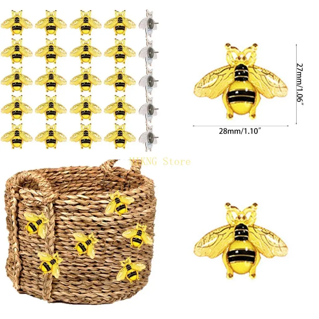 20 قطعة/الحزمة مجموعة الدبوس الزخرفية لطيف ثلاثية الأبعاد على شكل النحلة مجموعة مسامير الإبهام صندوق مختوم أفضل بيع #1