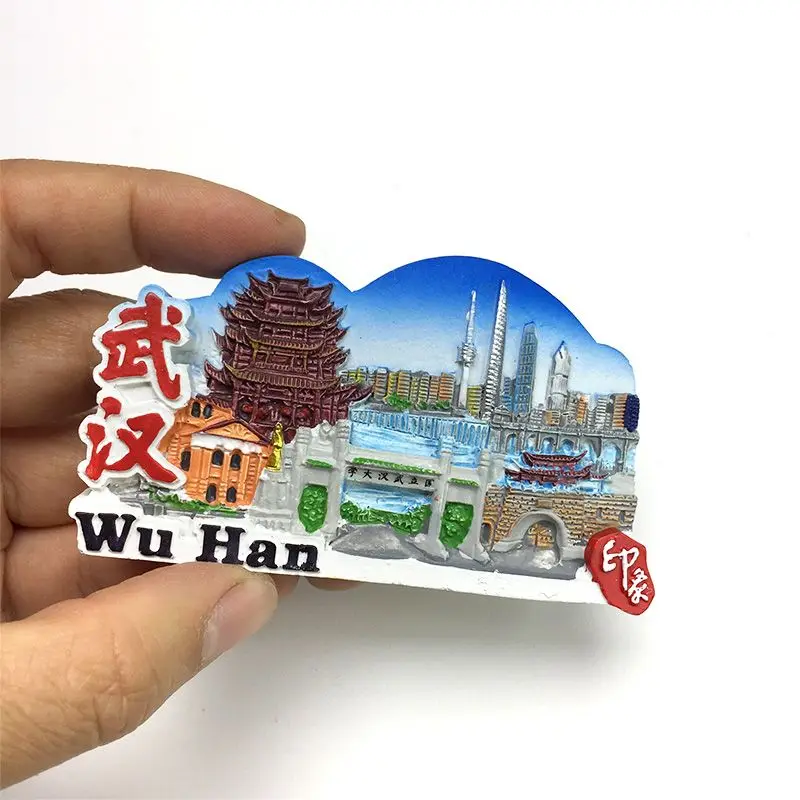 

3D Resin Fridge Magnet China Wuhan - Landmarks (Yellow Crane Tower) Refrigerator Magnets Home Decor Items Aimants Frigo
