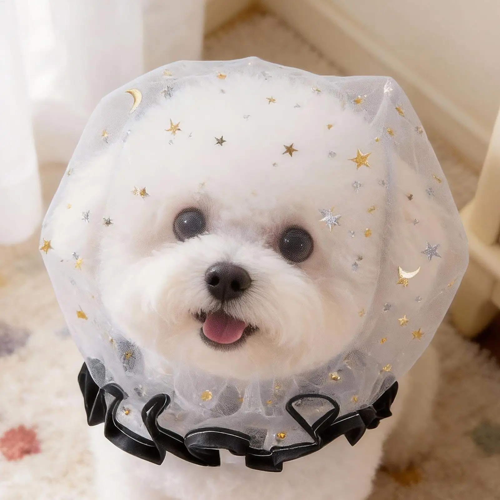 Breathable Pet Protective Mask Comfort Polyester Anti-Bite Head Cover Adjustable Anti-Mosquito Headgear Random Eating Prevention