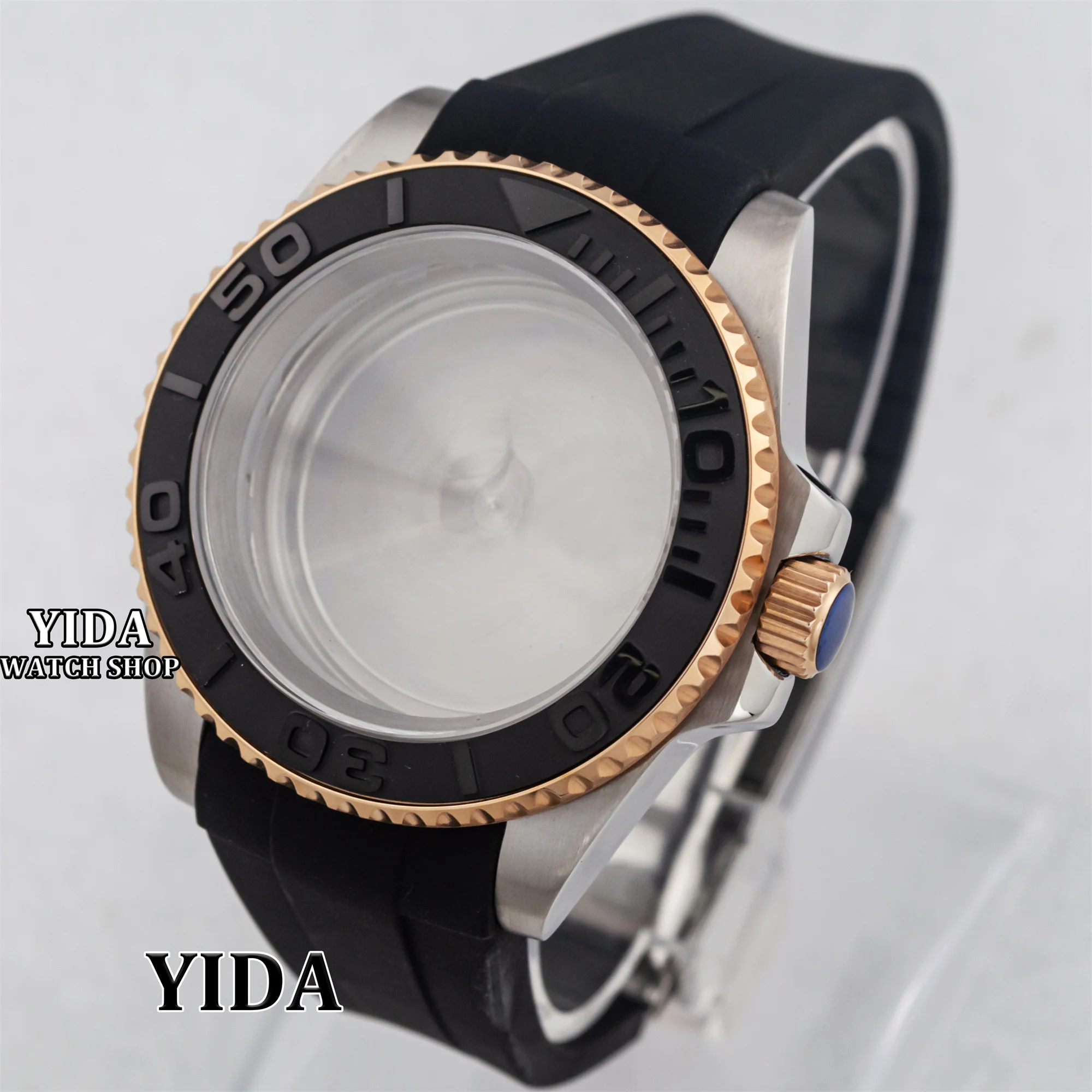 High Quality 40MM Mod Watch Case Rubber Strap Sapphire Glassl 10ATM Waterproof for SUB GMT NH35 NH36 Movement Yacht-Master Cases