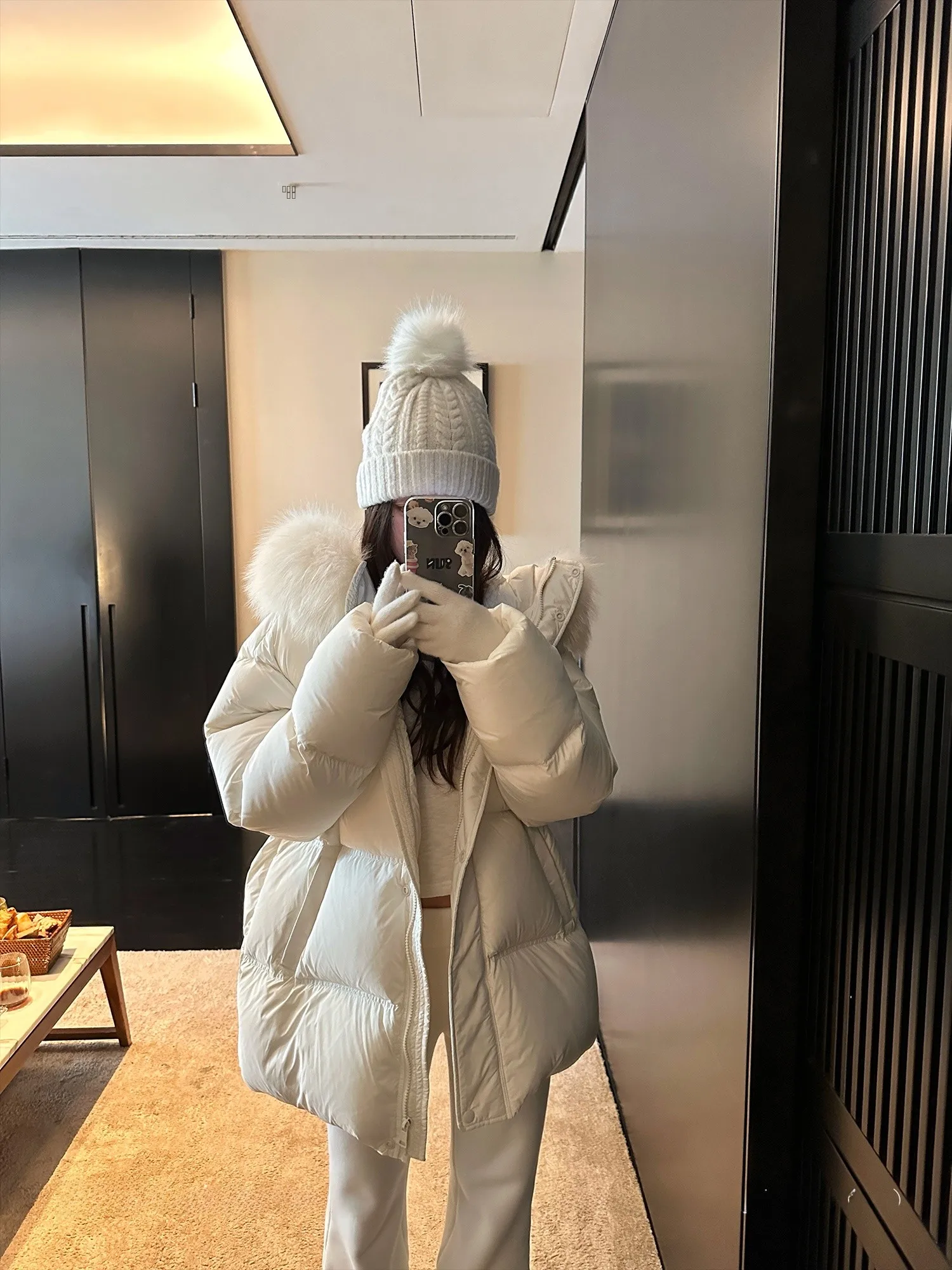 

Теплая утолщенная водонепроницаемая пуховая куртка для женщин, зимнее свободное пальто с капюшоном, меховым воротником, для повседневной носки, из экологически чистых материалов