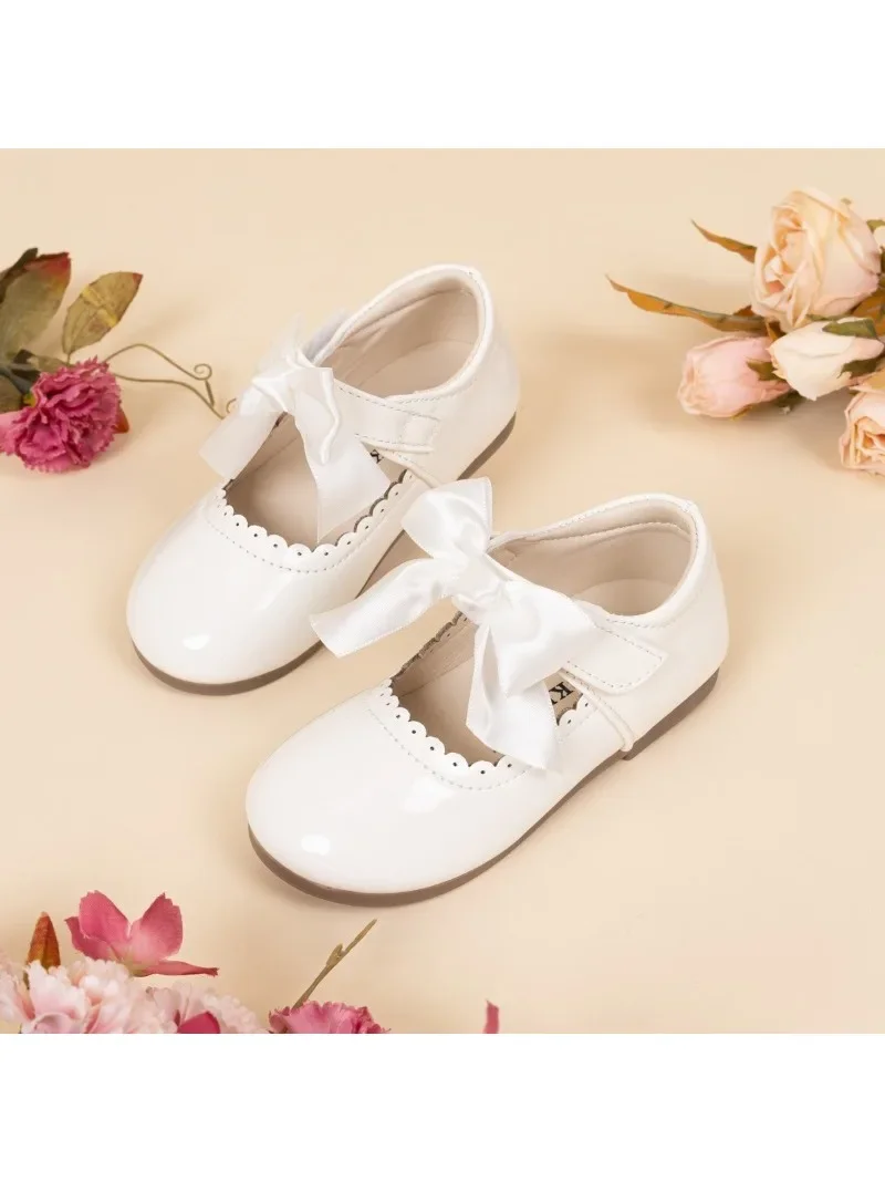 Printemps automne filles chaussures en cuir nœud papillon mode enfants chaussures de fête de mariage élégant princesse tendance enfants chaussures plates décontractées
