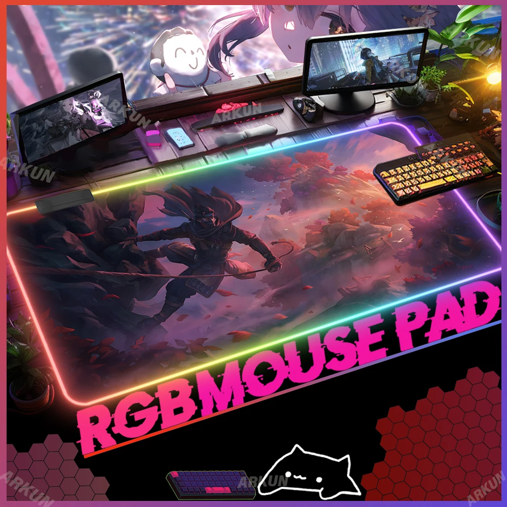 

RGB Popular Stealth Adventure Game Ghost of Tsushima Mouse Pad Large Desk Mat Backlit Laptop Gamer Mousepad LED PC Luminous Mats