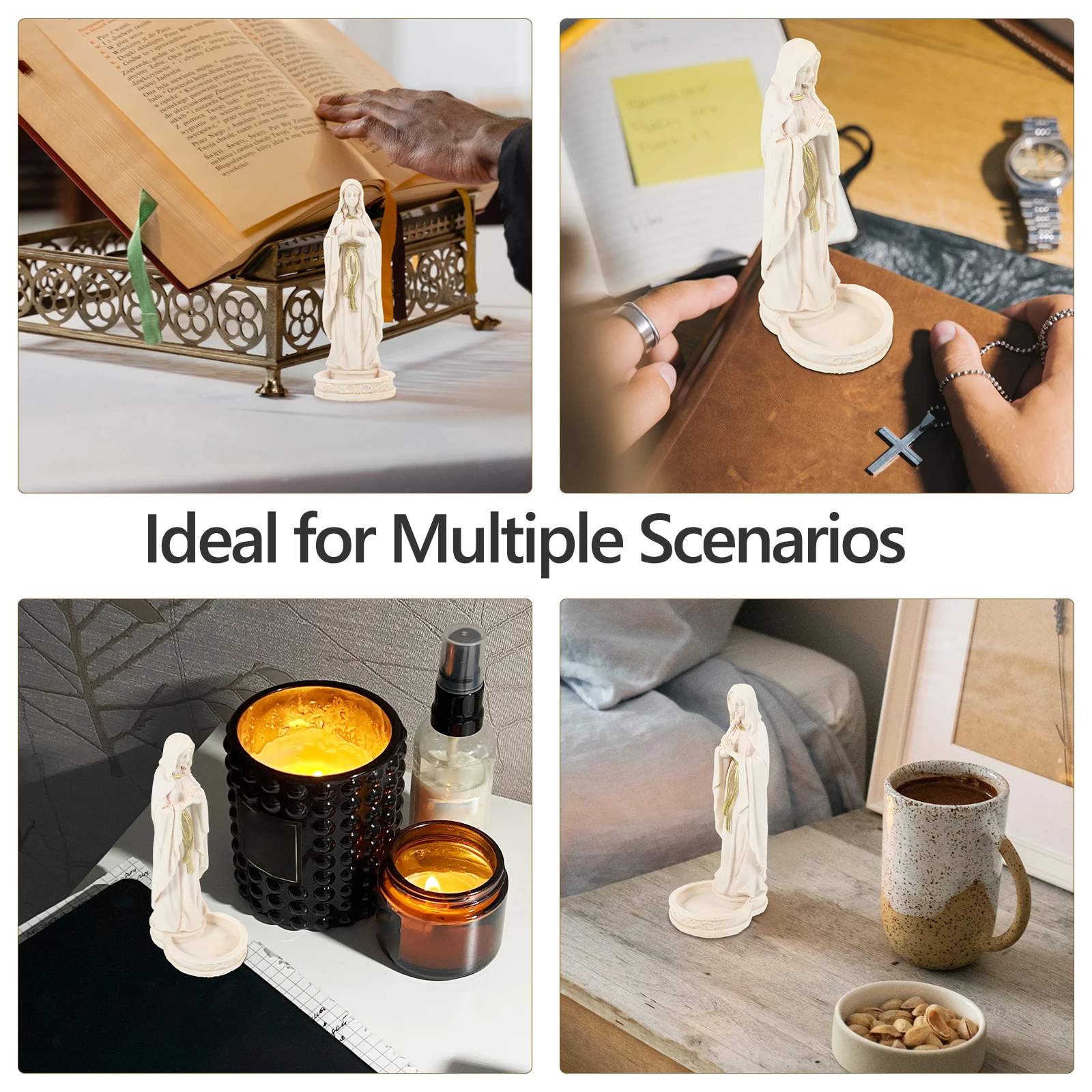 

Virgin Mary Resin Statue Catholic Religious Decoration Desktop Ornament Mexican Style Resin Sculpture for Home Photography Prop