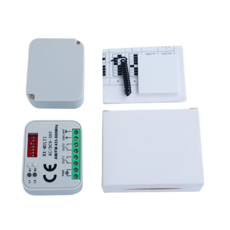 1PCS Multi Frequency 433-900MHz Garage Door Remote Control Receiver 2 CH Controller Switch For 433 868 MHz Transmitter