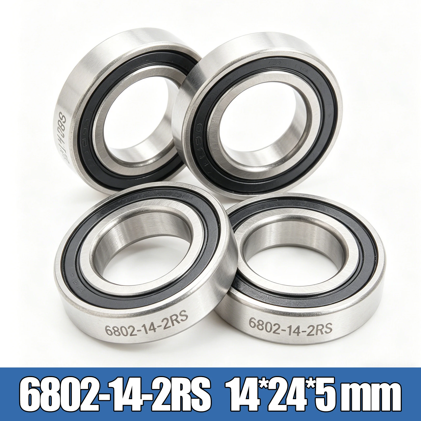 4PCS 6802-14-2RS Bearing 14*24*5 mm ABEC-3 Non-standard Bicycle Hub Front Rear Hubs Wheel Ball Bearings  6802RS 2RS 6802-14