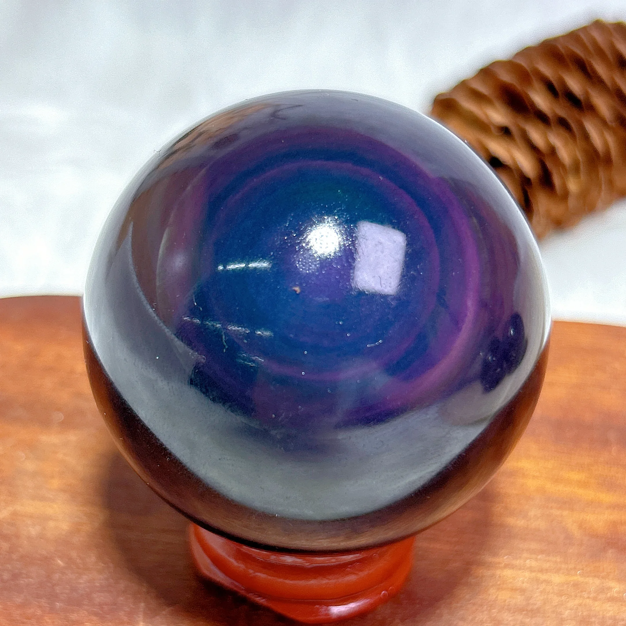 Natural Crystal Rainbow Obsidian Sphere Stone Healing High Quality Energy Reiki Flashy Colorful Home Decoration Gift Ore