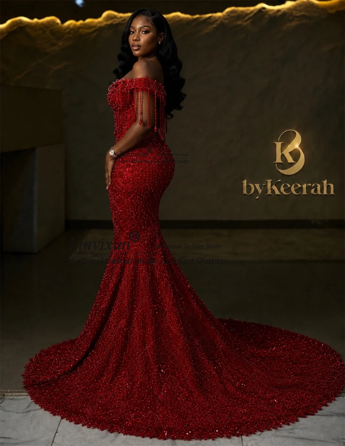 Sparkly Diamond Crystals Mermaid Prom Dress Black Girls Sequins Evening Party Gowns Customized Off Shoulder Dubai Robe De Soiree