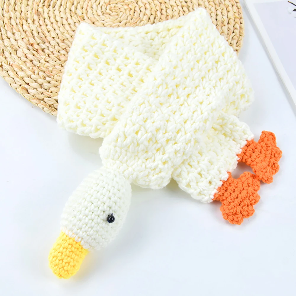 Cute Duck Snd Big White Goose Childrens Scarf New Winter Warm Handmade Wool Scarf for Childrens Use