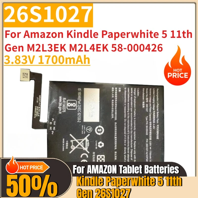 Tablet-PC-Akku 3,83 V 1700 mAh 26S1027 für Amazon Kindle Paperwhite 5 11. Generation M2L3EK M2L4EK 58-000426 Nagelneu und hohe Qualität