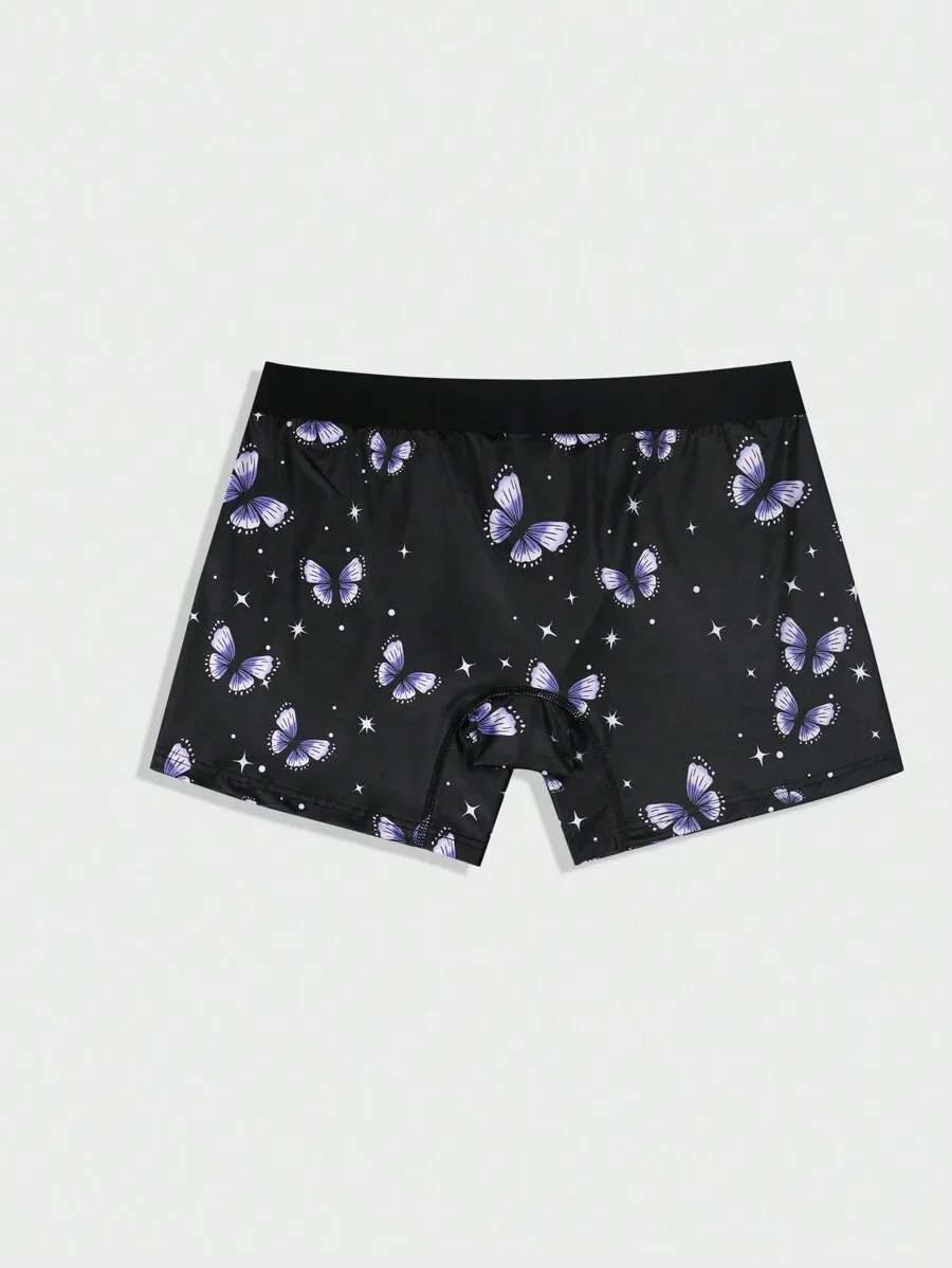 

Mens Butterfly Print Boxer Briefs With Stars Pattern