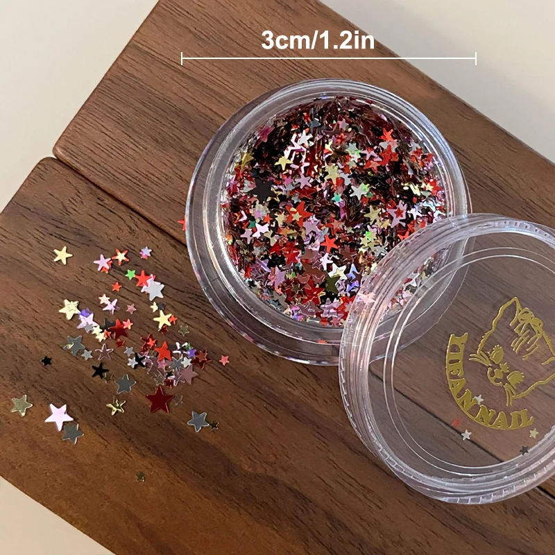 1 caja lentejuelas de estrella para uñas, 3D, color caramelo variado, escarcha, decoración DIY 6