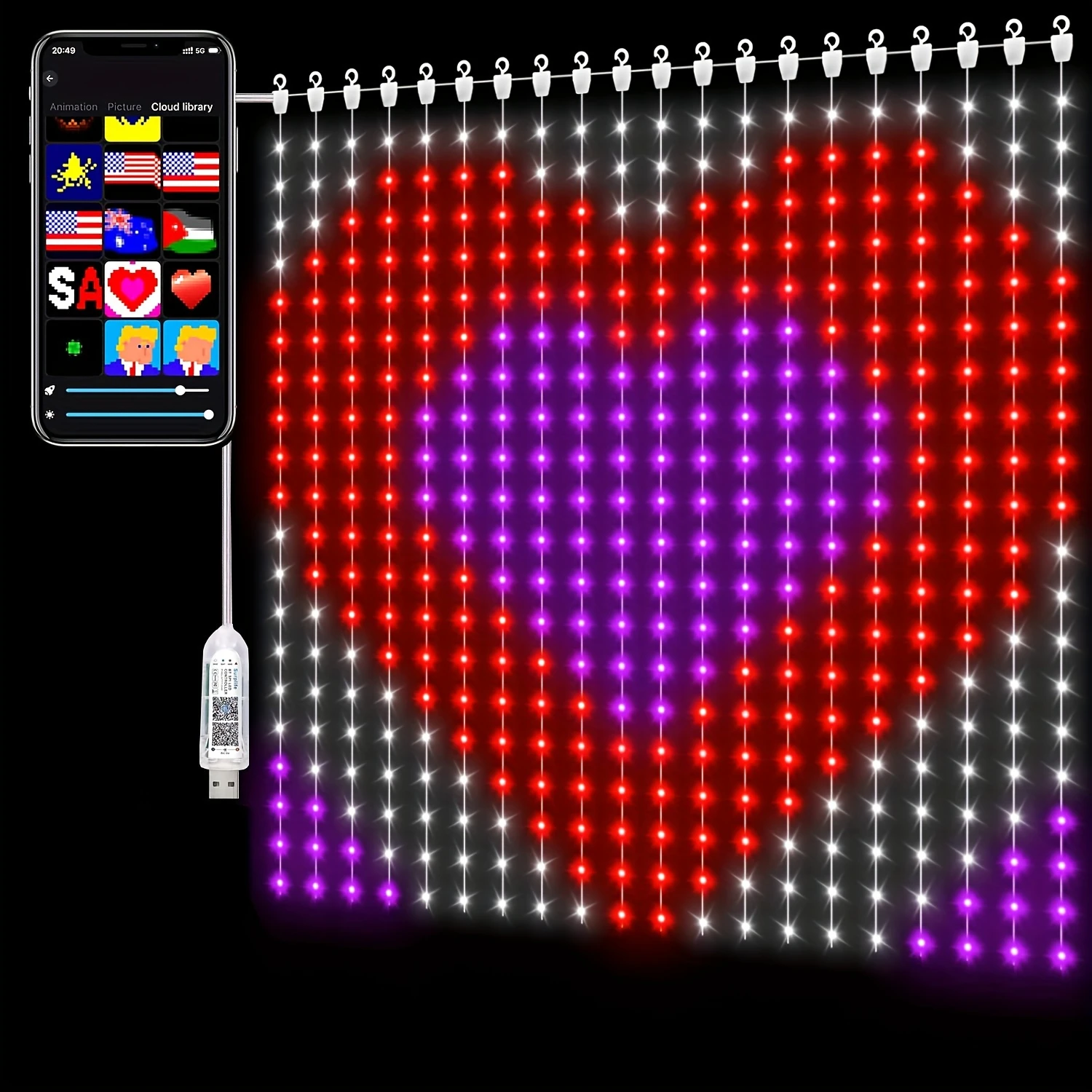 USB Smart Curtain Lights 400LED APP Control Color Changing LED Lights Music Synch DIY String Lights for Christmas Decoration