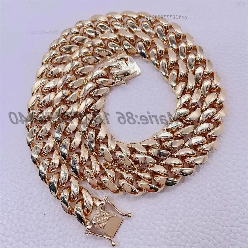 

Luxury Hip Hop Jewelry with Certificate 12mm 20inches Solid Gold Cuban Link Chain 14k Cuban Link Real Gold Necklace