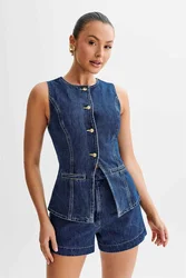 Streetwear Jean 2 Piece Sets Women Outfit Summer Clothes Women 2025 Denim Sleeveless Top Shorts Sets Cowboy Two Piece Woman Sets