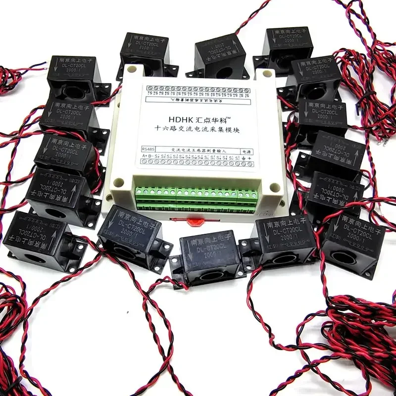 40A Multi-channel 16-channel AC current frequency measurement acquisition module RS485 sensor transmitter MODBUS-RTU