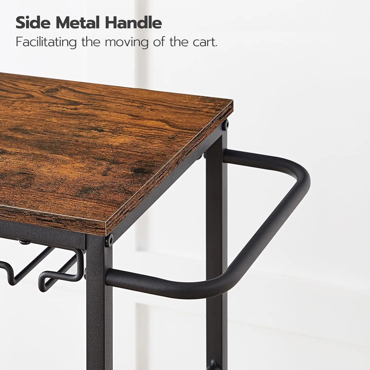 Carro de bar doméstico Carro de servicio de 3 capas con ruedas de 29,5 pulgadas