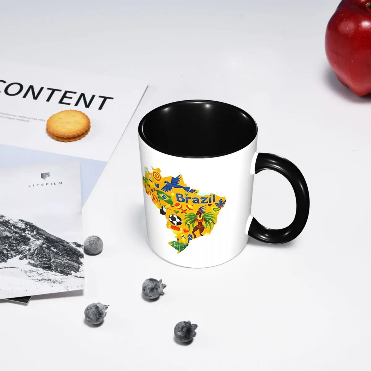 Brazil Abstract Map Mug Funny Ceramic Coffee Cups Tea Mugs Milk Cup Drinkware Gift for Friends