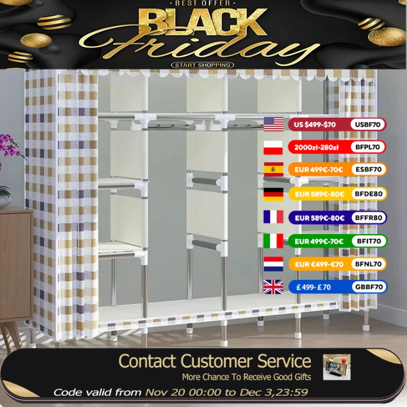 

Modern Metal Adults Wardrobes Hanging Clothes Living Room Bedroom Closet Space Saving House Roupeiros De Quarto Furniture