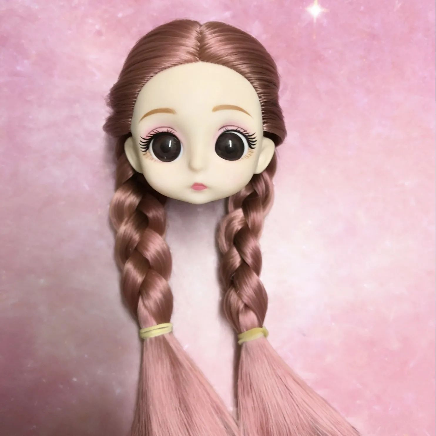 1/6 BJD Girl Princess Doll Head Parts Cute Sweet Make-up 30cm BJD Doll With Twin Braids 3D Real Eyes Doll Head DIY Dress-up