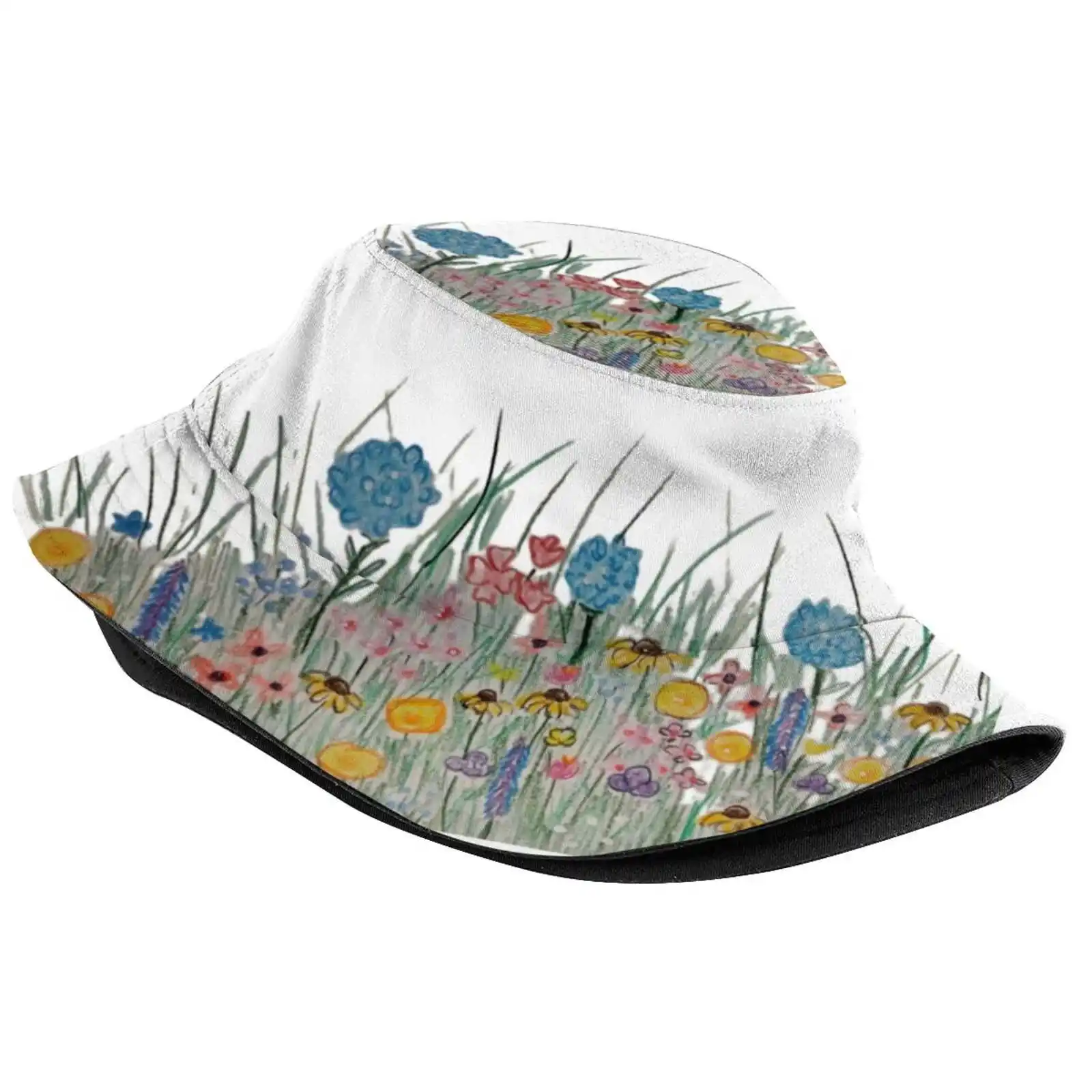 Meadow Korean Ladies Outdoor Sun Hat Bucket Cap Wildflowers Meadow Pretty