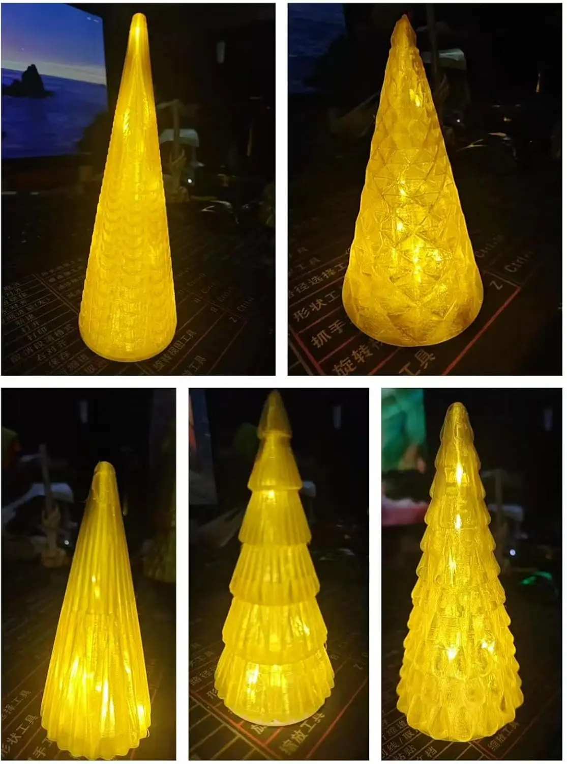 

Set of 5 Illuminated Christmas Tree,Silver Christmas Decor Lighted Tree Figurine,Battery Operated Mini Xmas Trees