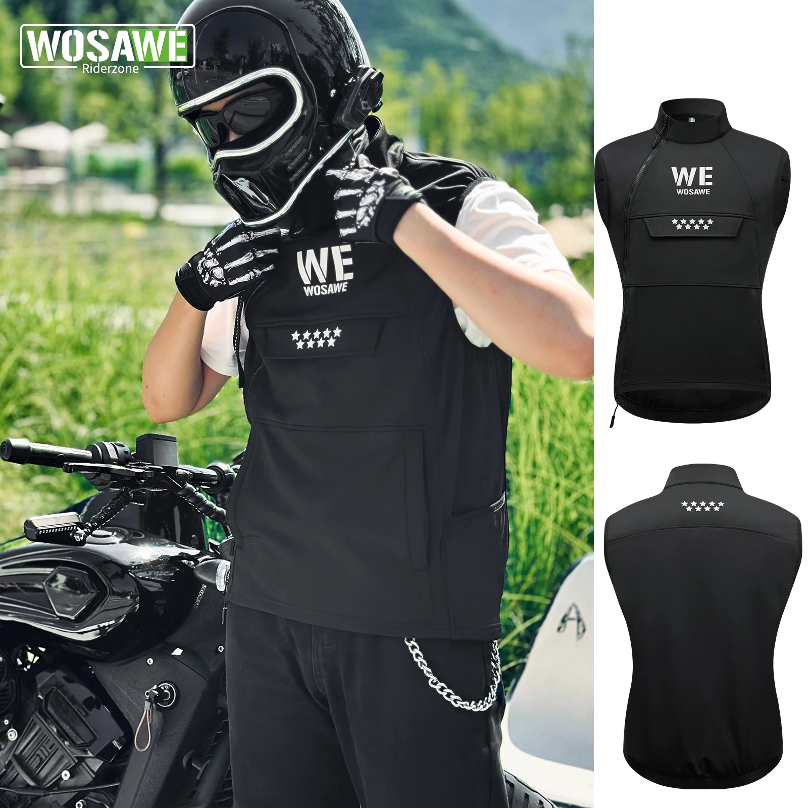 

WOSAWE мотоциклетный жилет ветрозащитный зима-осень флисовое теплое пальто для спорта на открытом воздухе MTB мотокросс термовелосипедные топы жилет
