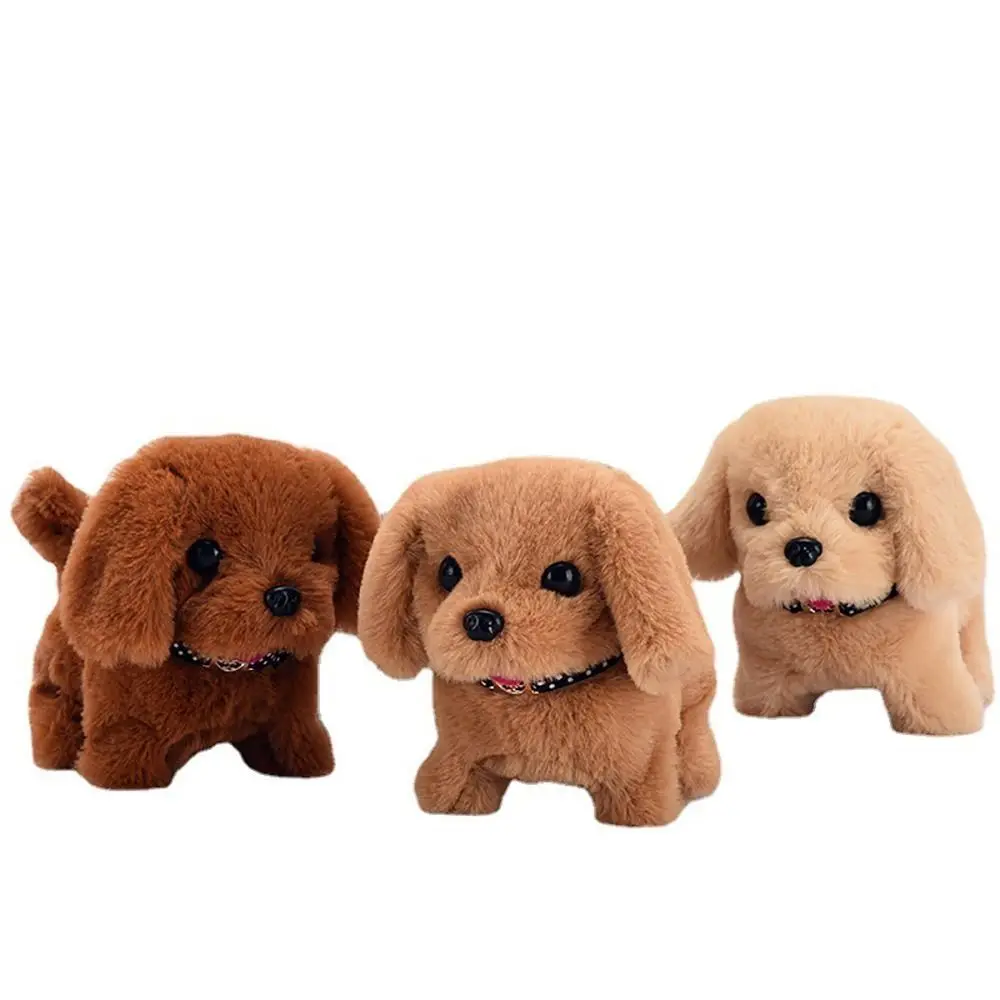 Funny 18CM Simulation Puppy Interactive Brown White Grey Cute Dog Robot Wagging Plush Toys For Kids