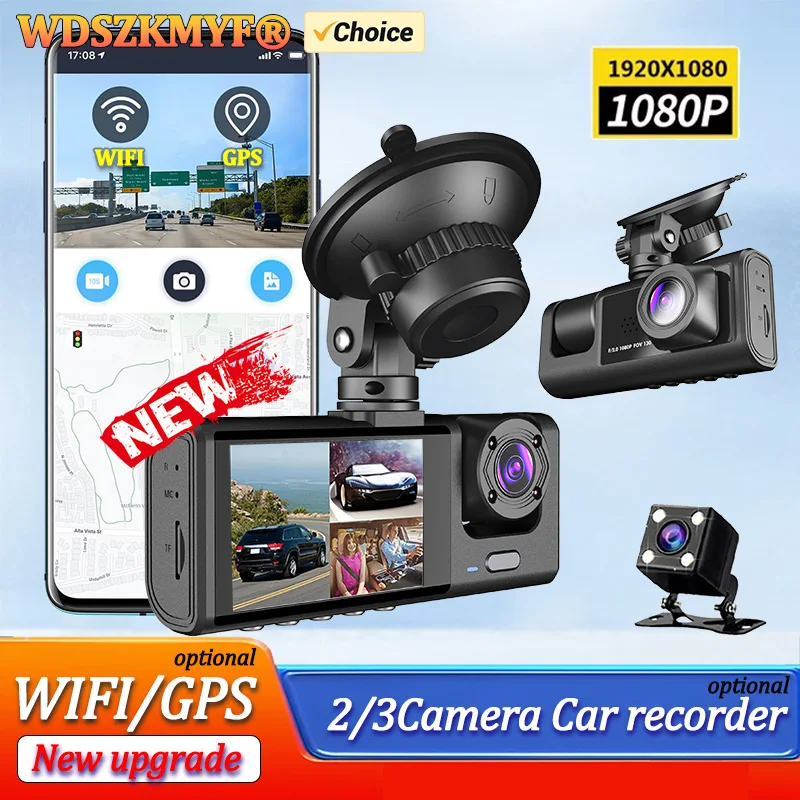 

GPS Car DVR 3Channel Dash Cam for Cars WIFI APP Video Recorder 1080P Dual Len Dashcam Rear View Camera for Vehicle Car accessory