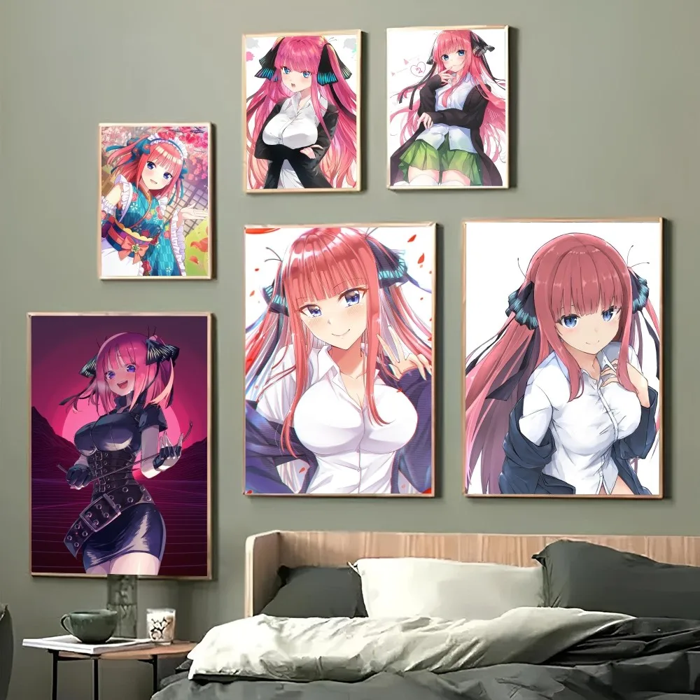 1pc Anime Q-Quintessential Quintuplets Poster Self-adhesive Art Waterproof Paper Sticker Coffee House Bar Room Wall Decor