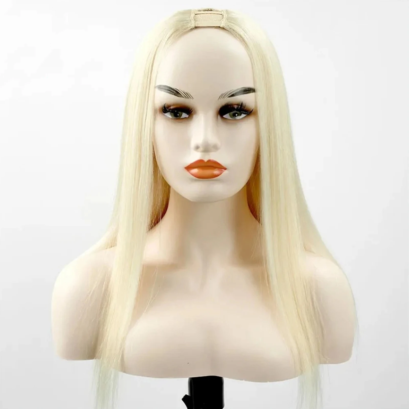 

U Part Ash Blonde Human Hair Wig 180% Density Brazilian Remy Hair Wig for Women Silk Straight Hair Middle Right Left Upart 1"x4"