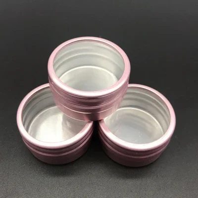 With Clear Window Aluminium Screw Tin Bottle Jar Pot Cans Containers Case For Lip Balm Nail Art Makeup DIY Cream Cosmetic Box