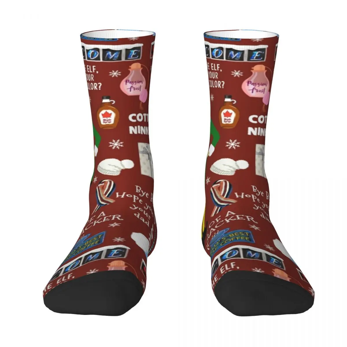 Vintage Red Christmas Buddy The Elf 3D Printing Fashion Casual Socks 3D Printing Socks Novelty Personalized Gift Socks