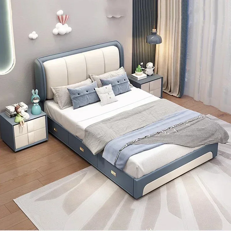 

Односпальная маленькая двуспальная кровать для девочек, скандинавское хранилище, роскошная элегантная двуспальная кровать с ящиком, детская умная мебель Camas Moderrnas