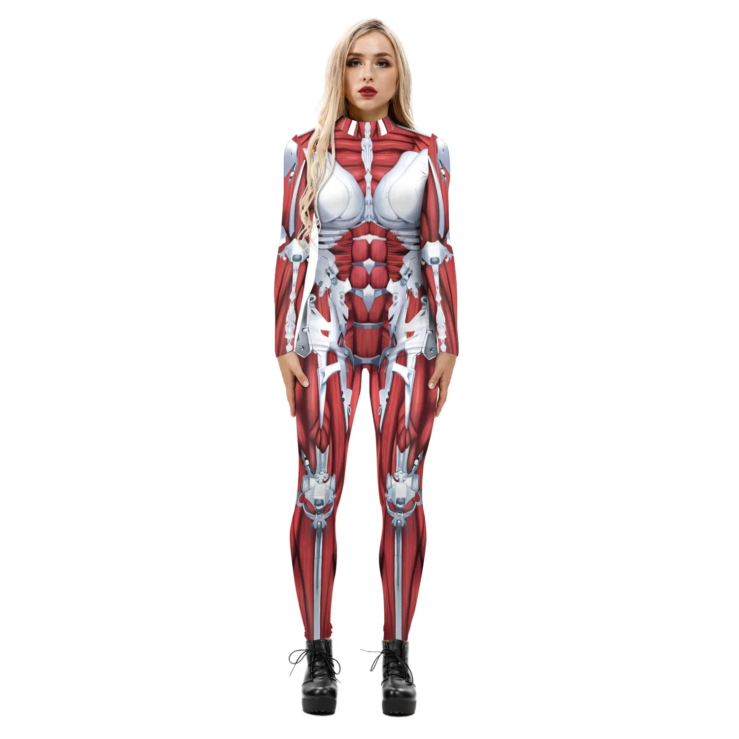 Carnival Cosplay Robot Punk Jumpsuit Costumes Set Catsuit Sexy Women Cosplay Costumes Cyberpunk Zentai Halloween party Bodysuit