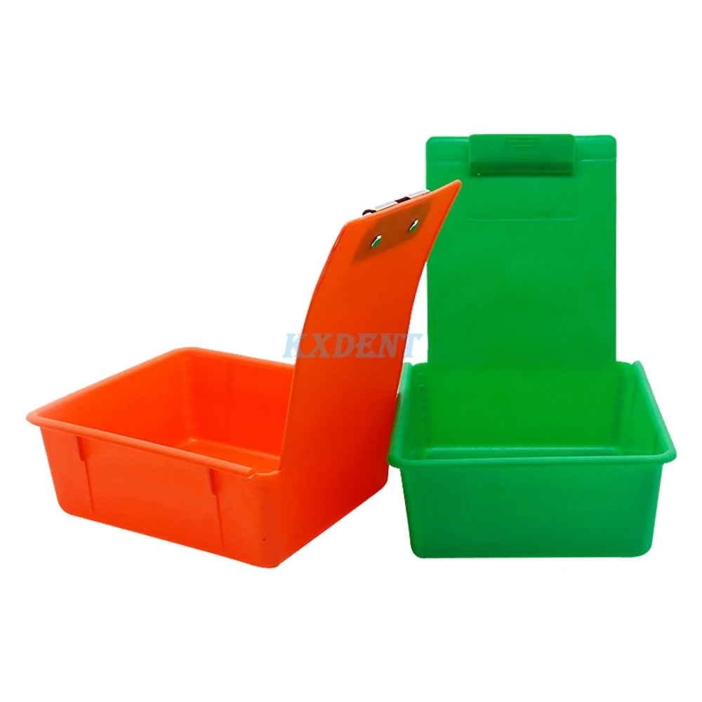 New 5pcs/set Dental Multi-color Storage Box PP Plastic Work Tray Pans Durable Storage Case With Clip Holder Dentistry Lab Tool