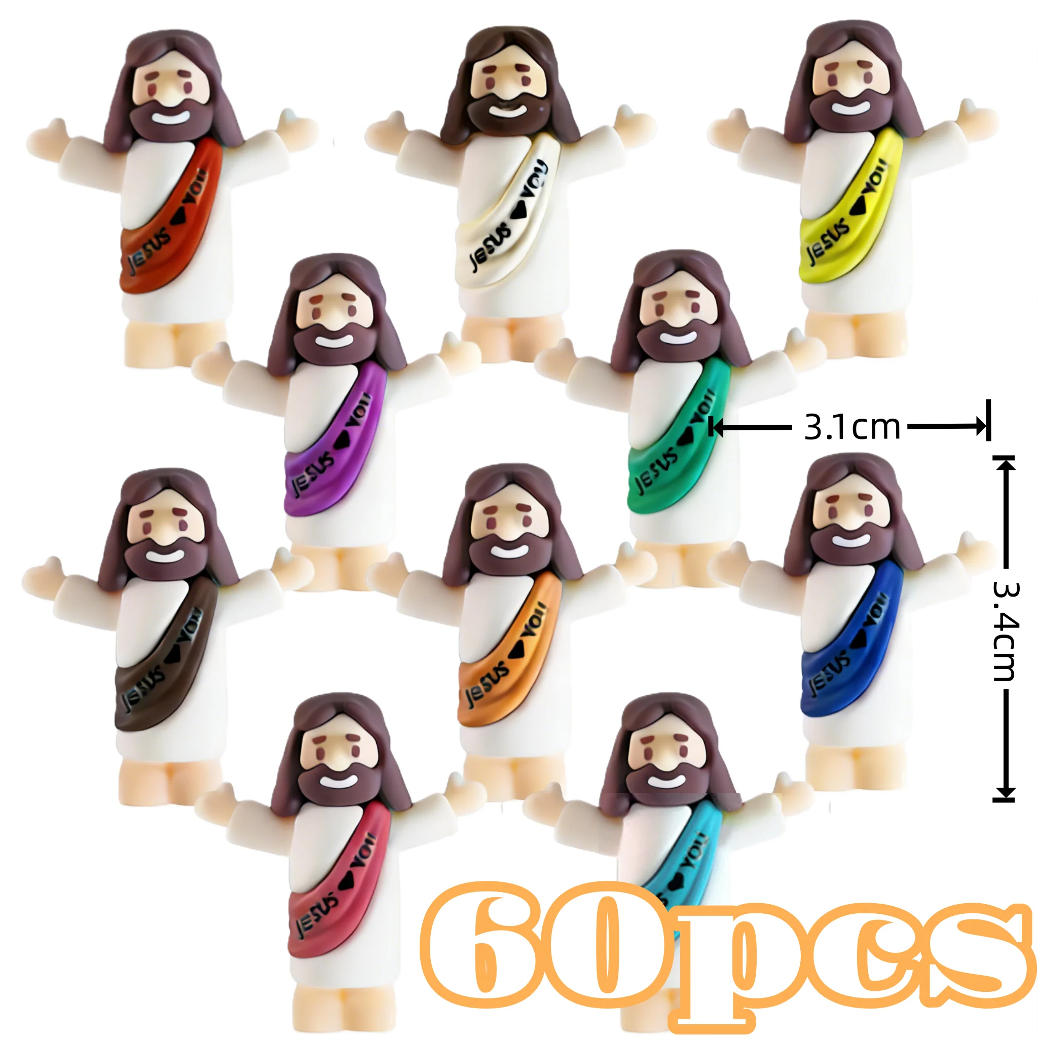10/60 stks Mini Jezus Decoraties Cartoon Standbeeld Set voor Vakantie Party Scene Decor Feestelijke Kamer Beeldjes Kerst Pasen Geschenken