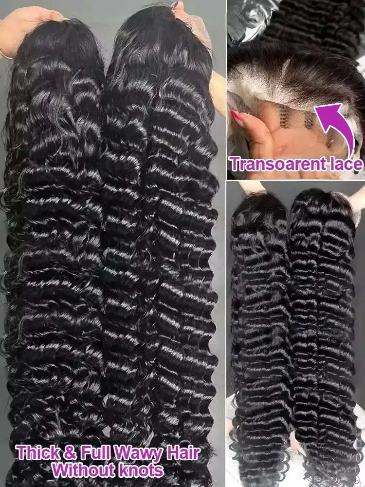 40 42 Inch Loose Deep Wave Frontal Wigs 250% 13x4 13x6 HD Lace Frontal Wigs For Women Remy Loose Deep Curly Human Hair Wigs - Image 4