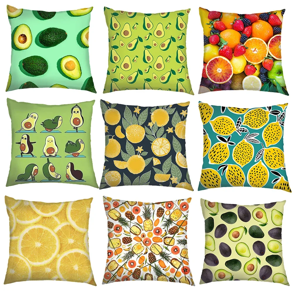 

Funny Avocado Lemon Fruits Pillow Case Cushion Sofa Cases Cushion Covers Home Decorative Throw Pillow Cover for Living Room