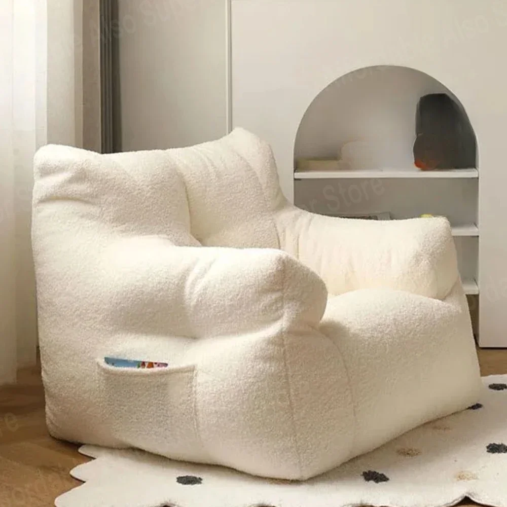 Bean Bag Sofa Cover Without Filler for Adults Children Soft Faux Cashmere Beanbag Armchair Floor Couch Lazy Chair диван 좌식 의자