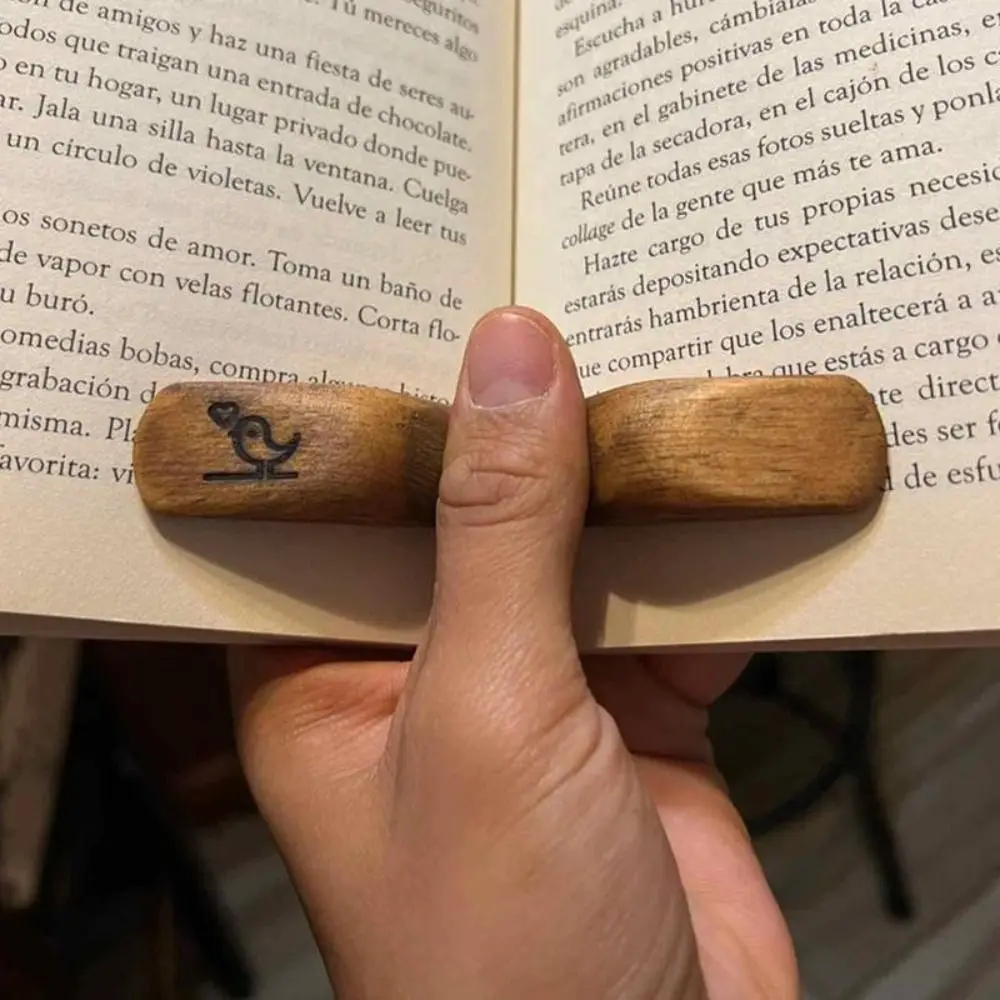 Marcador de pulgar de lectura con una mano, soporte de libro de pulgar de madera conveniente de alta calidad, soporte de libro de pulgar, marcapáginas para amantes de los libros de oficina