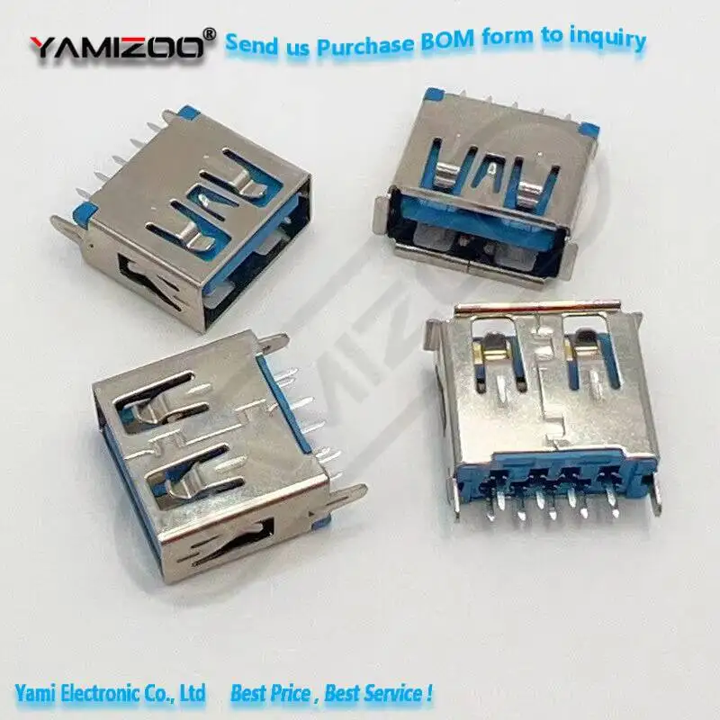 10 Stück USB-Buchsenstecker 3.0 AF 180 Grad 11,5 mm hoch 9-polig gerade/winkelig/flach/gebogen vertikaler Stecker – Detail 5