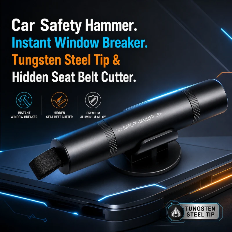 2026 New 2-in-1 Mini Car Safety Hammer Car Glass Window Breaker Escape and Rescue Tool with Seat Belt Cutting Tool Car Parts