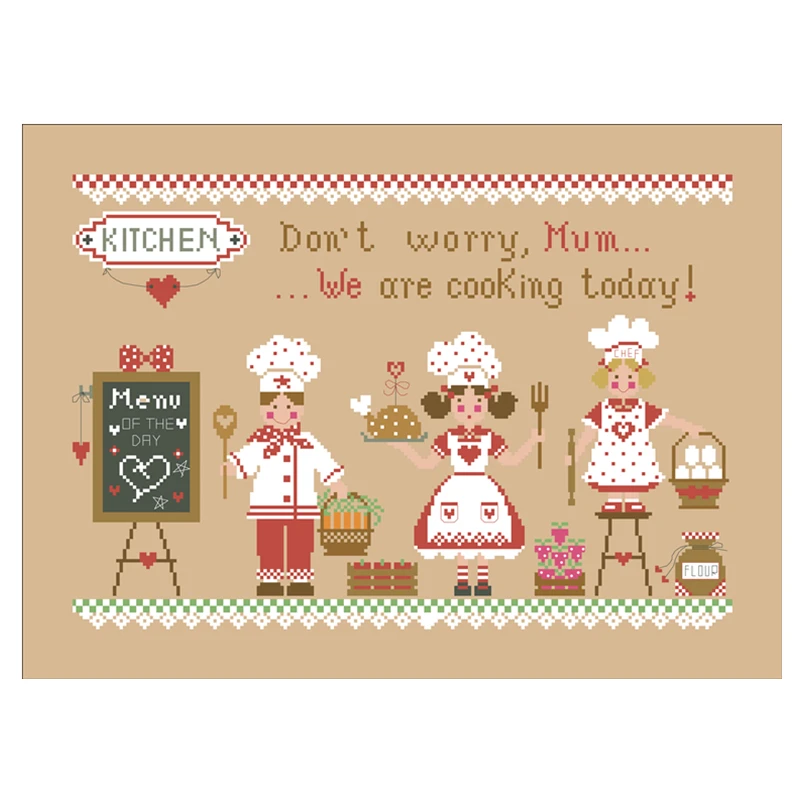 Little chef cross stitch kit cotton thread 18ct 14ct 11ct linen flaxen canvas stitching embroidery DIY