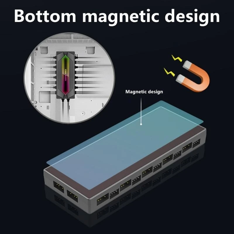 

Вентилятор-концентратор ПК для подключения 12 ARGB и 10 PWM, поставляется с пультом дистанционного управления и магнитной для