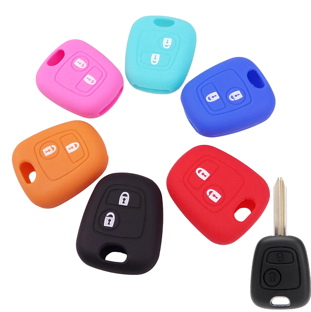 2 Button Silicone Key Cover For Citroen C1 C2 C3 C4 Xsara Picasso For Peugeot 106 107 206 207 307 Fortoyota Aygo Remote Case Fob
