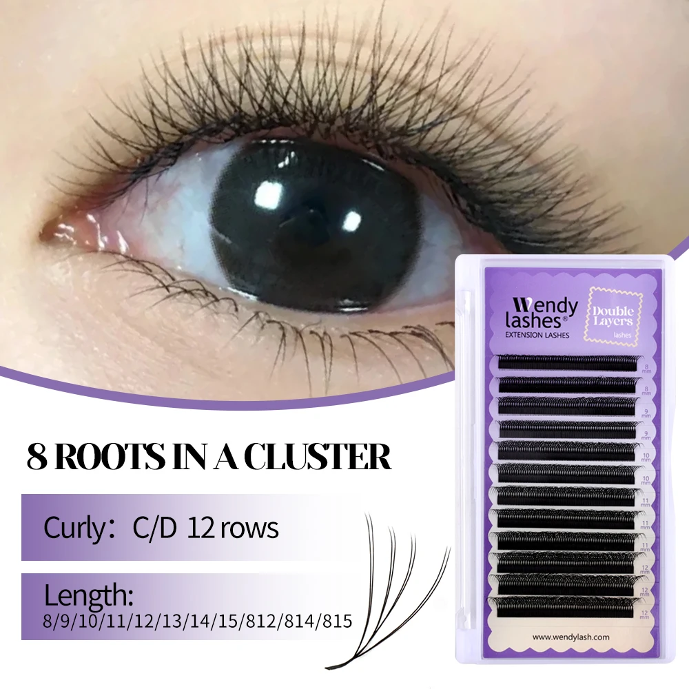 Wendy Lashes dos puntas 3D/4D/5D W extensión de pestañas volumen prefabricado ventilador pestañas postizas de alta calidad suministros extensión